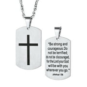 Cross Necklace for Men Stainless Steel Dog Tag Pendant Christian Serenity Prayer Religious Faith Gifts for Brother Nephew Son Dad